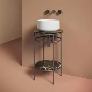Artceram Vogue Металическая структура &Oslash;44хh72,5см., напольная, с  раковиной, с мраморной столешницей и полочкой, цвет: moka/белый