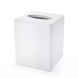 3SC Mood White Контейнер для бумажных салфеток, 12х12х14 см, квадратный, настольный, композит Solid Surface, цвет: белый матовый