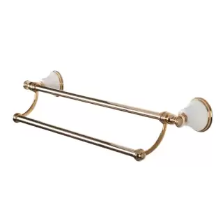 TW Harmony 012, полотенцедержатель двойной 58см, подвесной, цвет: золото/белый