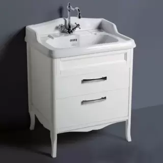 SIMAS Arcade Комплект мебели с двумя выдвижными ящиками, цвет: белый, фурнитура хром с раковиной AR834, 70см, напольный, Цвет: белый