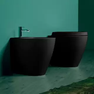 Simas Lft Spazio биде приставное 53х34см, с 1 отв. под смеситель, цвет: черный