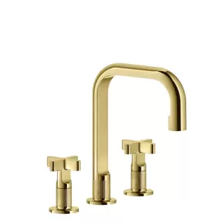 Gessi Inciso Смеситель для раковины на 3 отв., с донным клапаном, цвет: золото