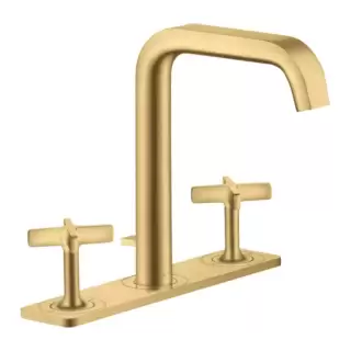 Axor Citterio E Смеситель для раковины, на 3 отв., с панелью и донным клапаном, цвет: шлифованное золото