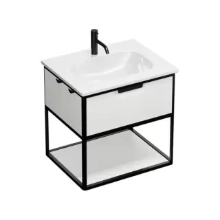 Burgbad Vry Комплект мебели 63х49.6х60cм., подвесной, 1 ящик, 1 полка, с 1 отв., цвет: белый матовый