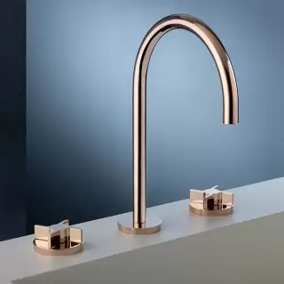 Gattoni GAS Смеситель для раковины, на 3 отв., в комплекте с донным клапаном, цвет: Oro rossa