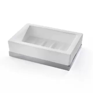 3SC Mood Deluxe White Мыльница настольная,  композит Solid Surface, цвет: белый матовый/хром