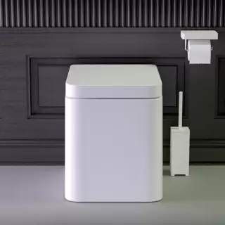 KNIEF Glam Унитаз напольный безободковый 58х39х42 см, с сиденьем микролифт петли хром цвет: белый матовый