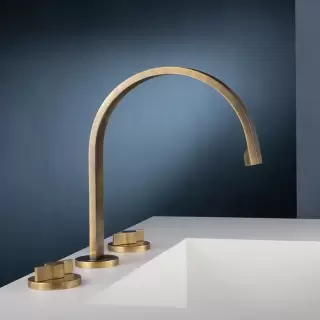 Gattoni GAS Смеситель для раковины, на 3 отв., в комплекте с донным клапаном, цвет: Matt old brass