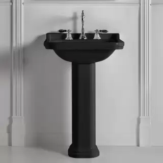 Kerasan Waldorf Раковина 60х55 см, 1 отв., с пьедесталом, керамическая, цвет: черный/хром