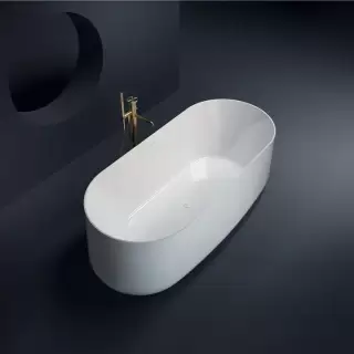 Gruppo Treesse Calida Ванна 155х80х55см., отдельностоящая, акриловая, c переливом, сифон, цвет: белый глянцевый