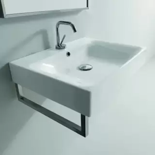 Kerasan Cento Раковина 60х45 см, 1 отв., подвесная/накладная, с полотенцедержателем, цвет: белый