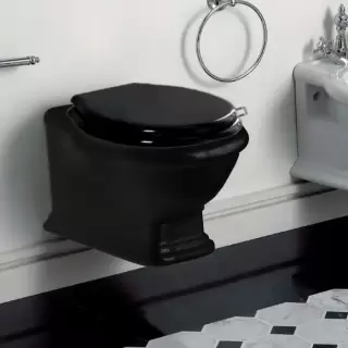 SIMAS Lante Унитаз подвесной безободковый "Rimless", 53х38,5см, цвет: черный глянцевый