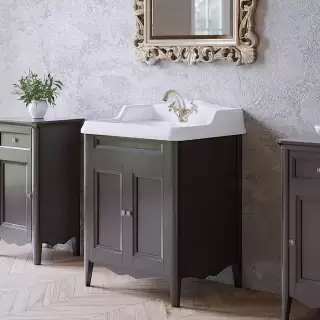 TW Veronica, База с раковиной Simas AR824bi x1 68x54см с 1отв. под смеситель , 2 расп. дверки, доводч. Blum, ручки: Riflesso бронза, напольная, Цвет: grigio