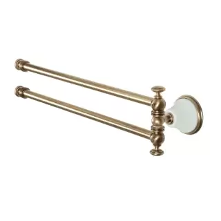 TW Harmony 013, вращающийся полотенцедержатель двойной 49см, подвесной, цвет: белый/бронза