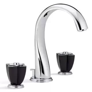 THG Petale de Cristal noir Смеситель для раковины, 3 отв., цвет: хром/черный хрусталь