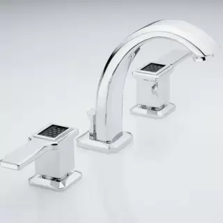THG Métropolis &agrave; manettes cristal noir Смеситель для раковины, на 3 отв., цвет: хром/черный хрусталь