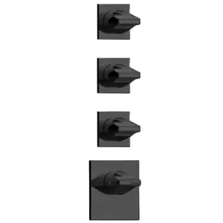 Bossini Apice Смеситель для душа встраиваемый, термостатический, 3 запорных вентиля, внешняя часть, цвет черный матовый