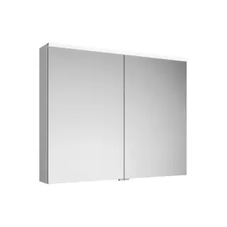 BURGBAD Eqio Зеркальный шкаф 100х80х17см, 2 зерк двери, стекл полки, LED, цвет F3437 капучино