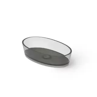 Dea Design Washbasins Раковина 60х35х14см., накладная, без отв., Glasstech, прозрачная смола, цвет: Smoky Black R4