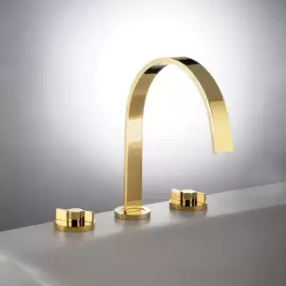 Gattoni GAS Смеситель для раковины, на 3 отв., в комплекте с донным клапаном, цвет: Gold 24KT