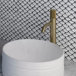 Fima Carlo Frattini Spillo Tech Смеситель для раковины, на 1 отв., XS, с донным клапаном, цвет: золото