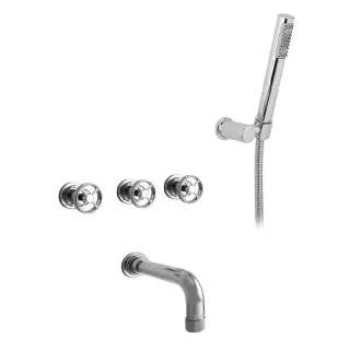 Nicolazzi Arena Смеситель для ванны с изливом из стены встраиваемый на 4 отверстия, излив: 190 мм, цвет: хром