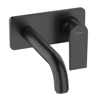 Hansgrohe Vernis Shap Смеситель для раковины, настенный, излив 204 мм, внешняя часть, цвет: матовый черный