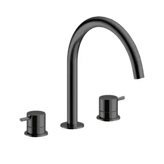 Almar Mixers Смеситель для раковины, 3 отв., без донного клапана, цвет: черный металл брашированный PVD