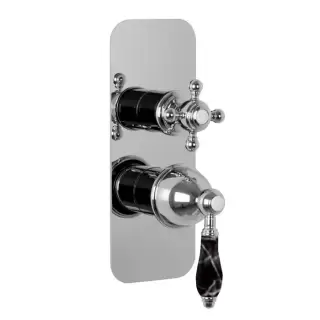 Fima Carlo Frattini Herend Смеситель для душа, встраиваемый, на 2/3 выхода, черные ручки, цвет: хром
