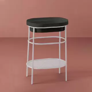 Artceram FUORI SCALA Металическая структура 36.5x58.6хh83см с раковиной без отв под смеситель, Fuori Scala ovale 58, напольная, цвет: белый матовый/черный матовый