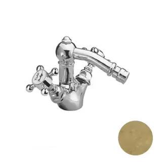 Nicolazzi Half Dome Смеситель для биде с 2мя ручками, на 1 отв., с донным клапаном, излив 127мм, цвет: натуральная латунь