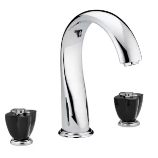 THG Petale de Cristal noir Смеситель для ванны, 3 отв., цвет: хром/черный хрусталь
