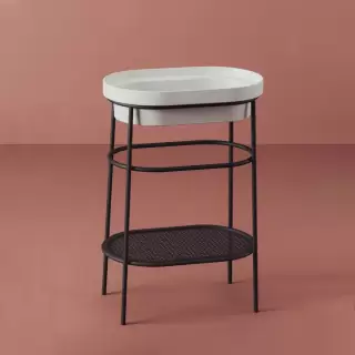 Artceram FUORI SCALA Металическая структура 36.5x58.6хh83см с раковиной без отв под смеситель, Fuori Scala ovale 59, напольная, цвет: черный матовый/белый матовый