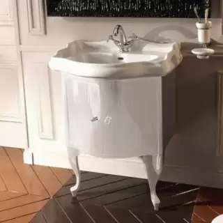 Kerasan Retro Комплект мебели, с ручкой кристалом (кольцо: золото), 69см, подвесной, цвет: белый