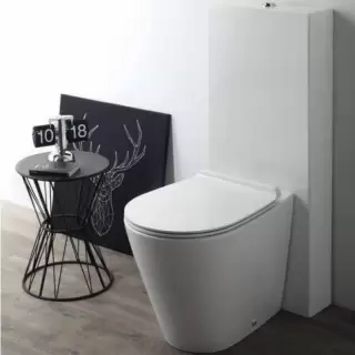 Simas Gambassi Унитаз приставной безободковый 56.5х37,5 см, цвет: белый  с бачком, цвет: белый/хром