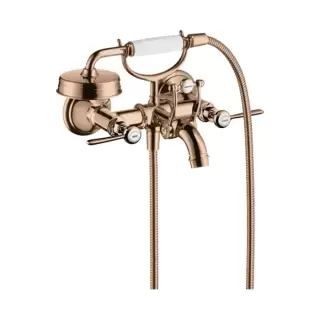 Axor Montreux Смеситель для ванны, настенный, с ручным душем, ручка: рычаг, цвет: полированное красное золото