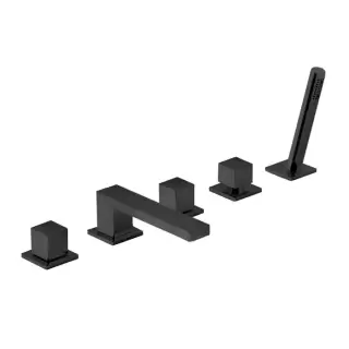 Fantini Mint Смеситель на борт ванны, на 5 отв., с ручным душем, цвет: черный матовый