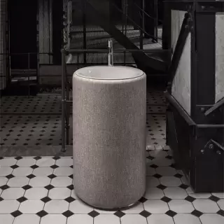 Bette Lux Oval Couture Раковина 55х90 см, 1 отв., с текстильным подиумом, сталь, цвет: буро-серый