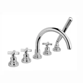 Nicolazzi M.Croce Смеситель на борт ванны на 5 отверстия, с ручным душем, излив:  цвет: 218мм, хром