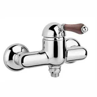 Nicolazzi Forest Смеситель для душа однорычажный, вывод снизу 1/2", ручки дерево, цвет: хром