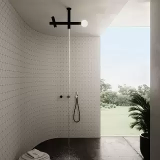 Antonio Lupi Apollo Верхний душ &Oslash;45 мм., с LED подсветкой, потолочный монтаж, с 2 изливами, цвет: черный матовый