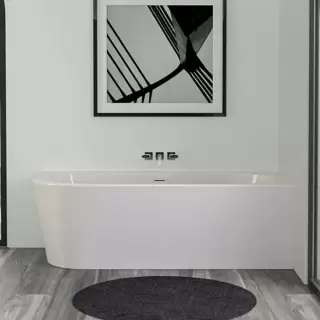 Knief Wall Corner Left Ванна акриловая в правый угол 180x80x60см, щелевой перелив SLOT (черный матовый), цвет: белый