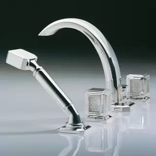 THG Metropolis cristal clair Смеситель для ванны, 4 отв., цвет: хром/прозрачный хрусталь