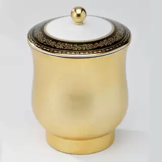 THG MARQUISE NOIR DECOR OR Китайская лакированная коробка с белой керамической крышкой &Oslash;126 мм., middle size, декор черный/золото, цвет: золото