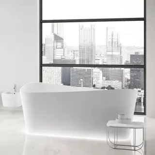 Novellini Infinitive Ванна пристенная 170х94х70cм., в комплекте со смесителем хром, с донным клапаном click-clack, novotech, цвет: белый матовый