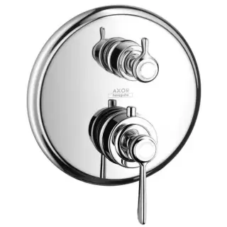 Axor Montreux, Термостат с запорным вентилем, СМ, с рычаговой рукояткой, внешняя часть, цвет: хром