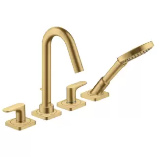 Axor Citterio M Смеситель на борт ванны, на 4 отв., с ручным душем, цвет: шлифованное золото