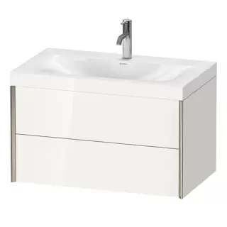 Duravit XViu Тумба подвесная 80x48x50.3см, с раковиной без перелива, с 1 отв под смес, 2 ящика, цвет: белый глянцевый/champagne matt