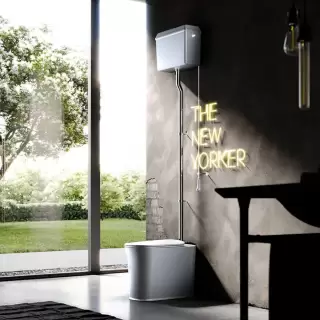 Kerasan The New Yorker Унитаз напольный 60х36.5см с высоким бачком, фурнитура: хром, цвет: белый матовый