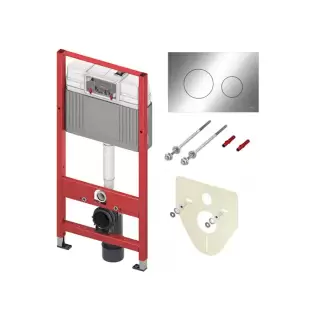 TECEbase 2.0 модуль (4в1): инсталляция TECEBase, шпильки к стене, звукоизоляция 9200010 и клавиша 9240921 хром глянцевый